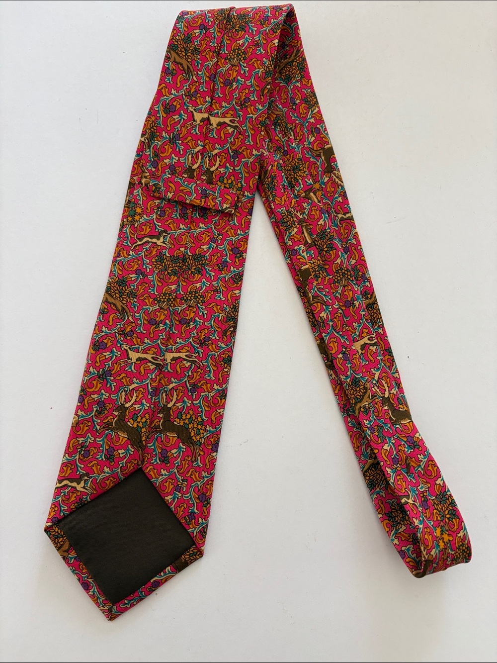 Holland & Holland London Reindeer & Floral Silk Tie - Picture 5 of 6